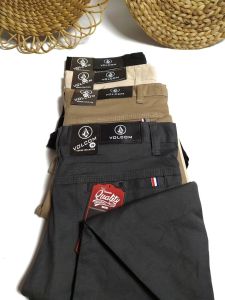 Celana Panjang Slimfit Chino Pria - Krem, Abu, Hitam