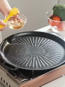 BBQ Grilling Pan Non-stick Oil Frying Baking Pan Outdoor Camping Kitchen Bakeware Household Tools