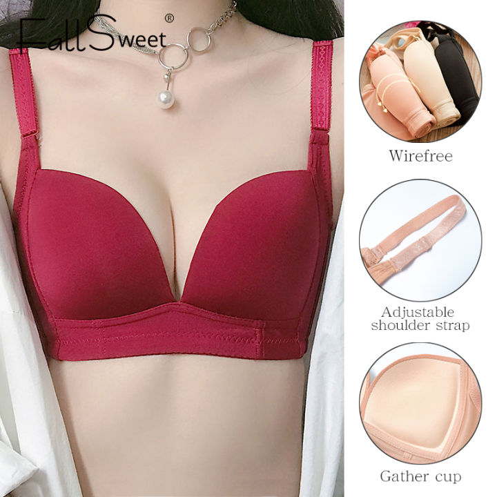 FallSweet Wireless Bras for Women Petite to Plus Size Sexy Lingerie Push Up  Underwear Long Line Soft Brassiere A B Cup