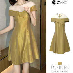 ZYHT EraVogue Womens Dresses Yellow Dresses A-Shape Dresses Satin Dresses Work Dresses Hiso Dresses Vintage Dresses Work Dresses Party Dresses Evening Dresses 21294