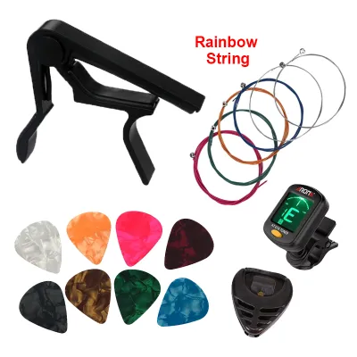 Guitar Capo + Tuner + Pick Holder + 8 Guitar Pick Acoustic Accessories Set | Gitar Capo Untuk Akustik Elektrik Ukulele Accessories Murah