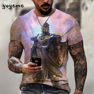 Summer 3D Print Mens T-Shirt Fashion Temple Mens Top Trendy Versatile Breathable Mens Short Sleeve Tee O-Neck Mens Clothing