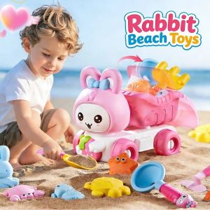 Kids Beach Toy Set Rabbit Dump Truck Sand Toy Beach Play Water Toy Set with Shovel for Pretend Play