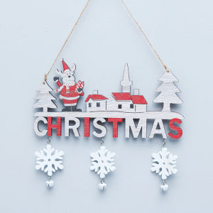 Wooden Christmas Door Hanging Oranments Wall Xmas Dec Merry Christmas Decor For Home Happy New Year Door Pendants