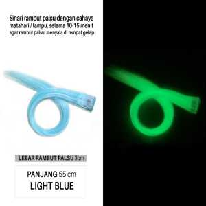 tokomumer HAIRKLIP GLOW IN THE DARK wig rambut palsu nyala pemanjang rambut extention rambut warna warni kilap rambut H007