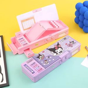 Sanrioed Stationery Box Anime Melody Combination Lock Pencil Case Kuromi Student Stationery Kids Pen Holder Multi-Function Gift