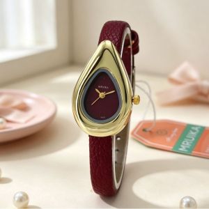 YESMILE Chính xác Đồng hồ hình giọt nước. Da PU Thanh lịch Đồng hồ đeo tay thạch anh Sang trọng Đồng hồ đeo tay Phụ kiện thời trang.