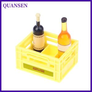 QUANSEN 1:12บ้านตุ๊กตาจิ๋วตะกร้าเก็บเครื่องดื่มตะกร้าเบียร์ กาแฟโมเดลของตกแต่งห้องครัวอุปกรณ์ตกแต่งบ้านตุ๊กตา