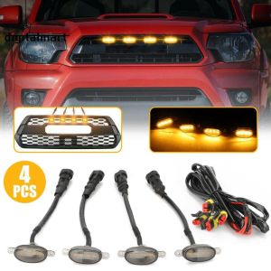 4Pcs Raptor Style Smoke Lens Amber LED Front Grille Daytime Running Light Lamp Ford F150 Triton Ranger Hilux Perodua