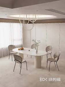 Sintered Stone Nordic Dining Table Set w Chair GreyWhite Marble Dining Table Scratch Resistant High Temperature Sintered Stone Table