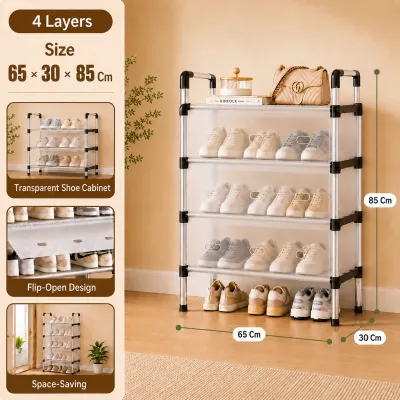 KUKI 2/4/5/6/7Layers Shoe rack organizer with cover Dustproof Waterproof Shoes Storage Indoor and outdoor