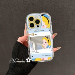 MrHaHa เคสโทรศัพท์กระจกสำหรับ Samsung S24 S23FE พิเศษ S23 A55 A54มาก A51 A32 A35 A34 A25เคสโทรศัพท์กระจก A24 A15 A14 A13 A12 A10S A05S A02S 4G 5G 4G ลายการ์ตูนเจ้าหญิงสวย Ins ใสสไตล์เรียบง่ายฝาครอบป้องกันซิลิโคน