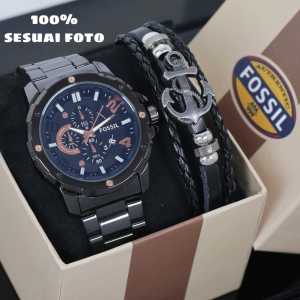 Jam Tangan Pria Fossil Terbaru Strap Rantai Stainless Fitur Tanggal Aktif - Free Box dan Gelang - BISA BAYAR DI TEMPAT