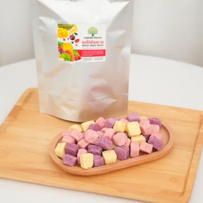 Freeze Dried Yogurt โยเกิร์ตฟรีซดราย 3 รส (บลูเบอรี่/สตรอเบอรี่/พีช) ไม่ใส่น้ำตาล มีรสชาติหวานอมเปรี้ยว โยเกิร์ตแท้ 100% เกรด A By Garden Fruits