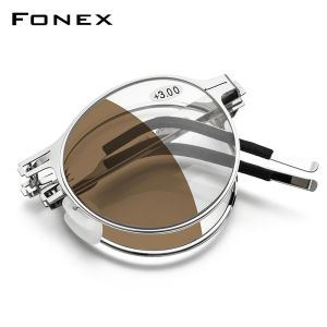 FONEX Photochromic Blue Folding Reading Glasses Men New Portable Screwless Anti Blue Blocking Reader Women Eyeglasses LH016