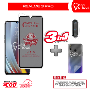 Tempered Glass Realme 3 Pro Anti Gores Spy Matte Privacy Free Camera Lesn dan Skin Carbon