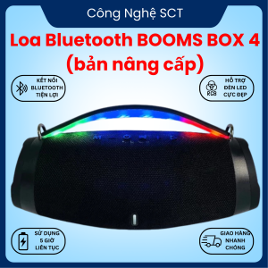 Loa BOOMBOX 4 Nghe Nhạc Không Dây Có LED Thiết Kế Đẹp Tiện Lợi Mang Đi Dã Ngoại