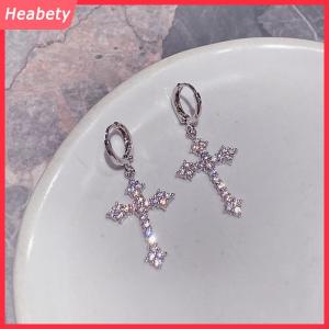 Heabety New Rhinestone Zircon Chéo Mặt Dây Chuyền Bông Tai Cho Phụ Nữ Hàn Quốc Thời Trang Drop Hoop Bông Tai Sinh Nhật Đảng Trang Sức Quà Tặng