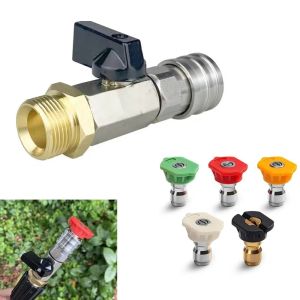 CANICECA 1/4" Quick Connector Pressure Washer Ball Valve M22-14/15MM Adapter Leak Proof High Pressure Washer Kit Durable Stainless Steel On Off Switch for Pressure Washer For Pressure Washer Hose