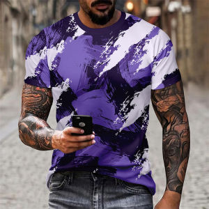 [Local Stock] VCC Mens Contrast Color 3D Print Short Sleeve T-shirt Summer Casual Loose Breathable Comfortable Tee Cool Trendy Street Man Clothes