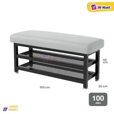JH MART Rak Sepatu Duduk Sofa 2 Susun Besi Kokoh Bangku Sepatu Minimalis Multifungsi Ruang Tamu