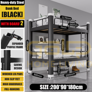GOLD Double Decker Steel Bed Frame Heavy Duty Bunk Bed Student Dormitory Katil tingkat besi katil 2 tingkat 双人床