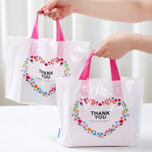 【5pcs】 "Thank You" Printed Plastic Bag Tote Bag High Quality Expandable Bottom for Packaging Souvenirs Gift Bag Partty Needs