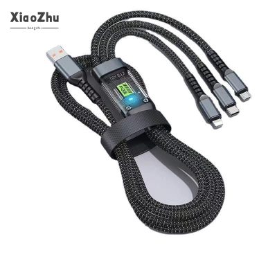 Xiaozhubangchu 100W Fast Charging 3-in-1 Braided Cable for Lightning, Micro USB, and Type-C