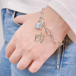 BTJ Lock-shape Hand-chain Creativity Geometric Figure Retro High Quality Jewelry Hypoallerge Bracelet