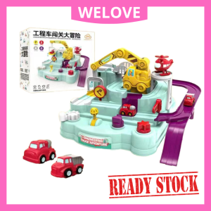 Car Adventure Racing Colorful Car Race Track Rail Excavator Helicopter Early Education Children Kid Birthday Gift