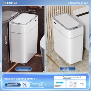Smart Sensor Bathroom Trash Can 9L - 0.2s Auto-Open 6-Inch Slim Space-Saving Design IPX5 Waterproof & Wall-Mountable Rechargeable Trash Bins for Kitchen/Toilet/Bathroom/Offices etc
