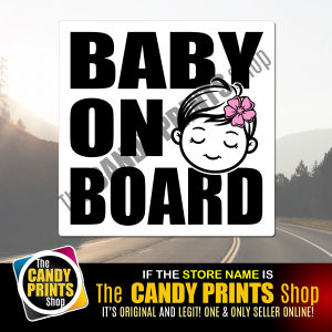 Baby On Board (for Girls) Magnetic and Vinyl (Non-Magnetic) Car Stickers - Waterproof