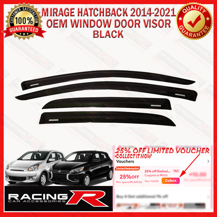 Mirage Hatchback 2014 to 2024 OEM Window Door Visor Black / Rain / Sun ...