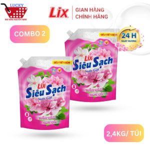 Combo 2 túi (2Túi x 2.4Kg) Nước Giặt Lix Siêu Sạch Hương Hoa Anh Đào - Tẩy Sạch Vết Bẩn Cực Mạnh