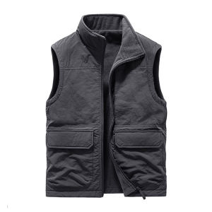 H Mens padded thickened vest doublesided wear multipocket workwear undershirt
