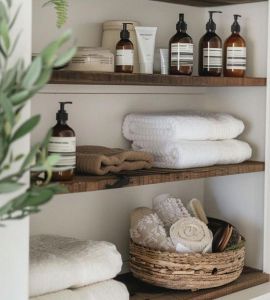 Two (2) layers bathroom shelves bathroom organizer bathroom shampoo and soap display organizer with concealed metal bracket tox and screw ready for installation