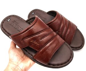 Dép quai ngang nam da bò khâu quai và đế 100% chắc chắn kiểu 04 dấu x da bò dày đi rất êm chân V.4x