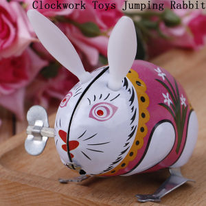 QUANSEN 1Pc cute tin wind up clockwork toys jumping rabbit classic toy