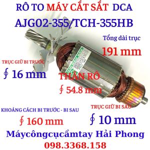 Rô to máy cắt sắt DCA Mod. AJG02-355 / DongCheng" Mod.DJG02-355 . Đầu trục 8 Răng dấu huyền
