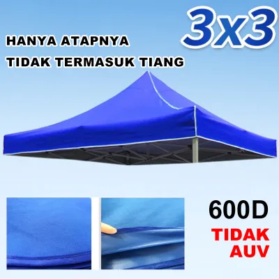 Terpal Atap Tenda Lipat 2x2/3x3 (Bahan Polyester 420D) Anti Air / Panas Import Atap/ Cover Tenda Alat Olahraga Tenda Bazar Outdoor Tenda Gazebo Tenda Jualan Pameran Dagang Biru dan Merah