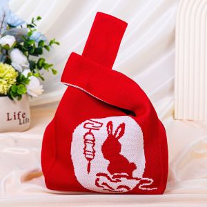 NovaWear mid autumn lantern diy 中秋节灯笼 Mini Mid-Autumn Festival Handbag Moon Cake Creative Cartoon Rabbit Handbag Chinese Style Foldable Wrist Knot Bag Handmade