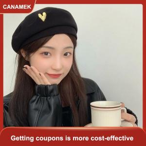 【CANAMEK】 Cotton Phụ Nữ Mũ Berets Mùa Đông Mũ Cổ Điển Pháp Sọc Trên Mũ Quân Đội Mũ Họa Sĩ Mùa Thu Mùa Đông Đường Phố Hình Bát Giác Mũ Beret