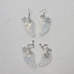 shiqinbaihuo Y2k Đôi Cánh Thiên Thần Bông Tai Cho Phụ Nữ Nhựa Kẹp Tai Tai Móc Thời Trang Đảng Đồ Trang Sức Quà Tặng