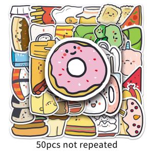 50 miếng dán thực phẩm vẽ tay ngon miệng đề can bánh hamburger phiên bản Q hoạt hình dễ thương quà tặng nhỏ sáng tạo trẻ em nhãn trang trí không thấm nước