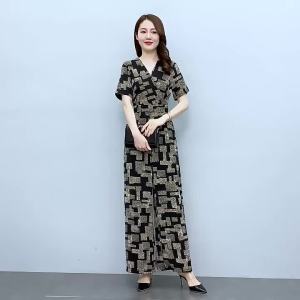 Jumpsuit high-end striped wide-leg summer thin style fashion temperament㏇X0410