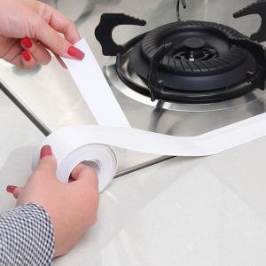 Length210CM width3.8CM Kitchen Sink Self-Adhesive Waterproof Adhesive Tape Corner Line Sticking Strip roll PVC bathroom seam sealing strip line pasting  Bath Wall Sealing Strip Mildew Proof