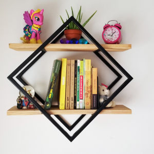 Kệ sắt trang trí hình vuông 2 tầng - Nội thất phong cách Retro