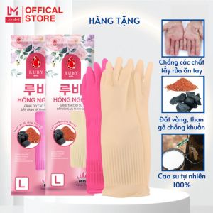 Hàng Tặng Không Bán - Bộ 2 Đôi Găng Tay Cao Su Không Có Móc 39cm Hai Màu Ruby L