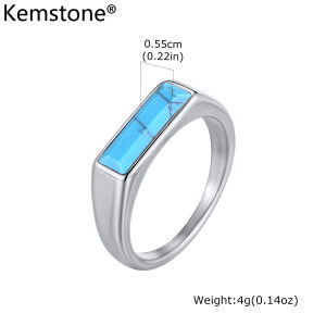 Kemstone Turquoise Tiger Eye Stainless Steel Ring for Men Silver Gold Color Fashion Jewelry