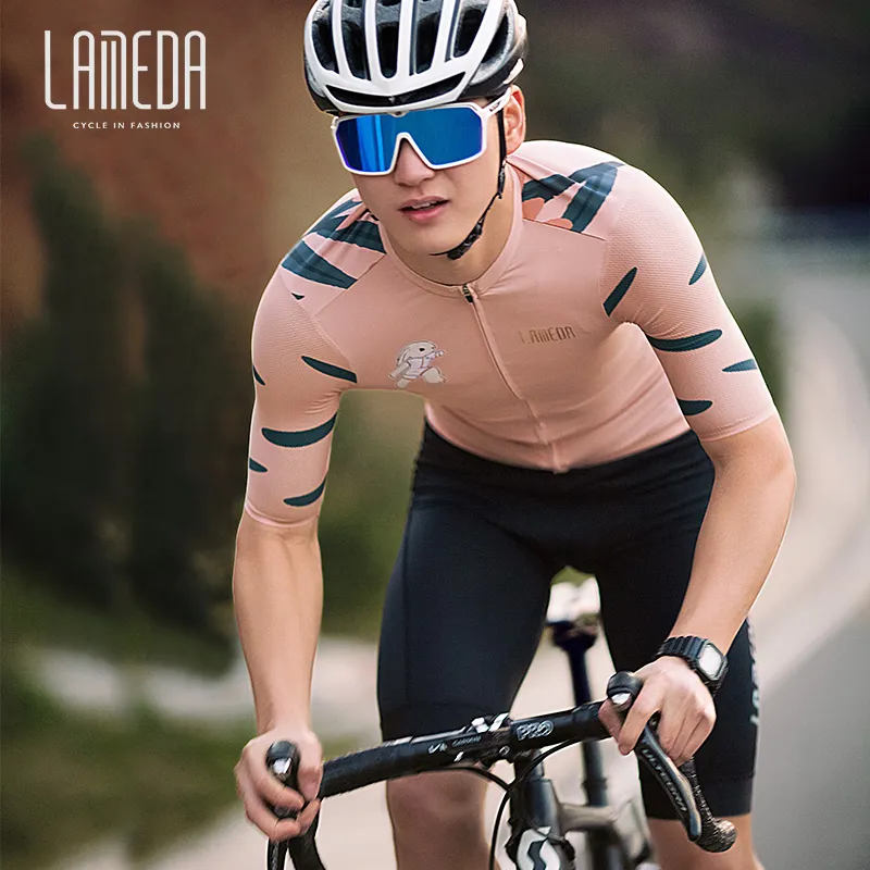 LAMEDA Pink Short Sleeve Cycling Jersey Top Road Bike Mountain Bike Summer Men and Women 3 Pockets Full Zip Race Cut Lazada PH